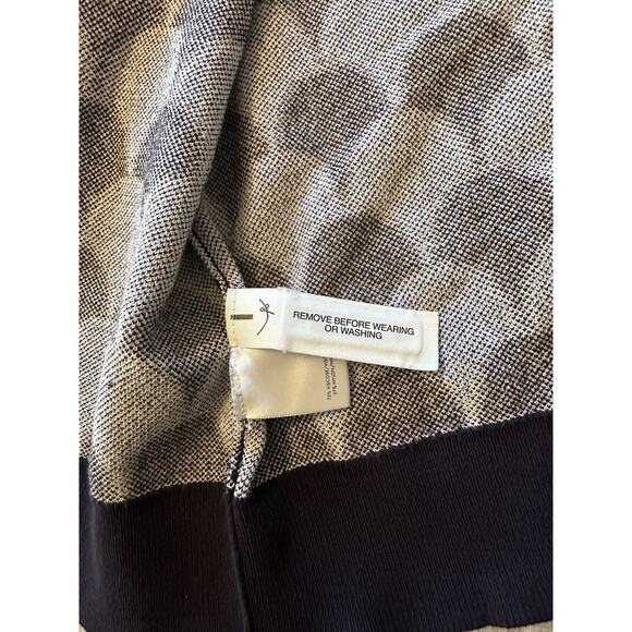 Ann Taylor XL Scallop Pattern Cardigan Black White Button Knit Retro Mod Chic - Picture 6 of 11